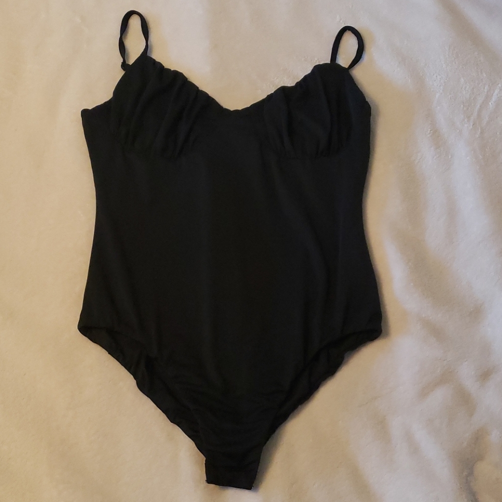 Black Spaghetti Strapped Bodysuit